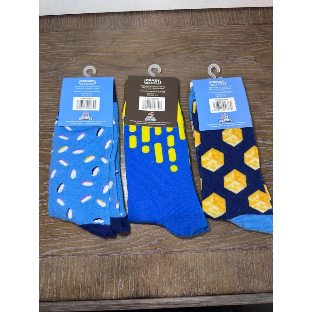 Kelloggs Rice Krispies Cocoa Krispies Crew Socks 3 Pk Bundle Mens Size 6-13 NEW